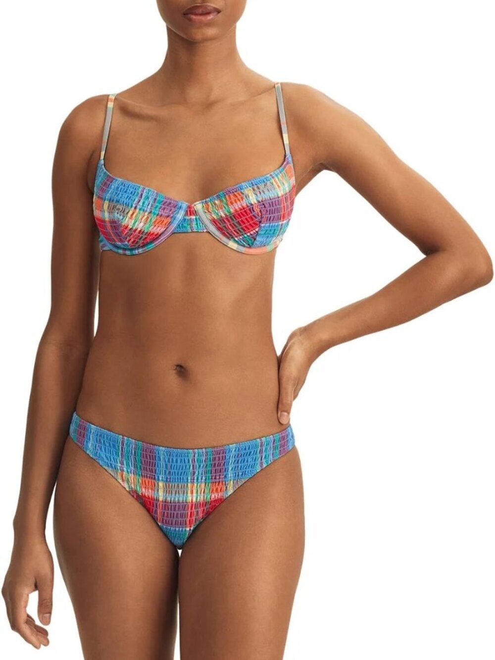 NWT Polo Ralph Lauren Smocked Bikin Top & Devin Smocked Hipster Bikini Bottom XL